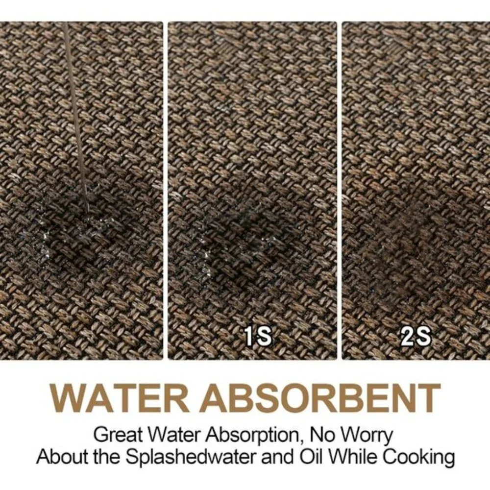 New 2Pcs Kitchen Mat Set, Cushioned Non-Slip Washable Rugs for Floor, Brown